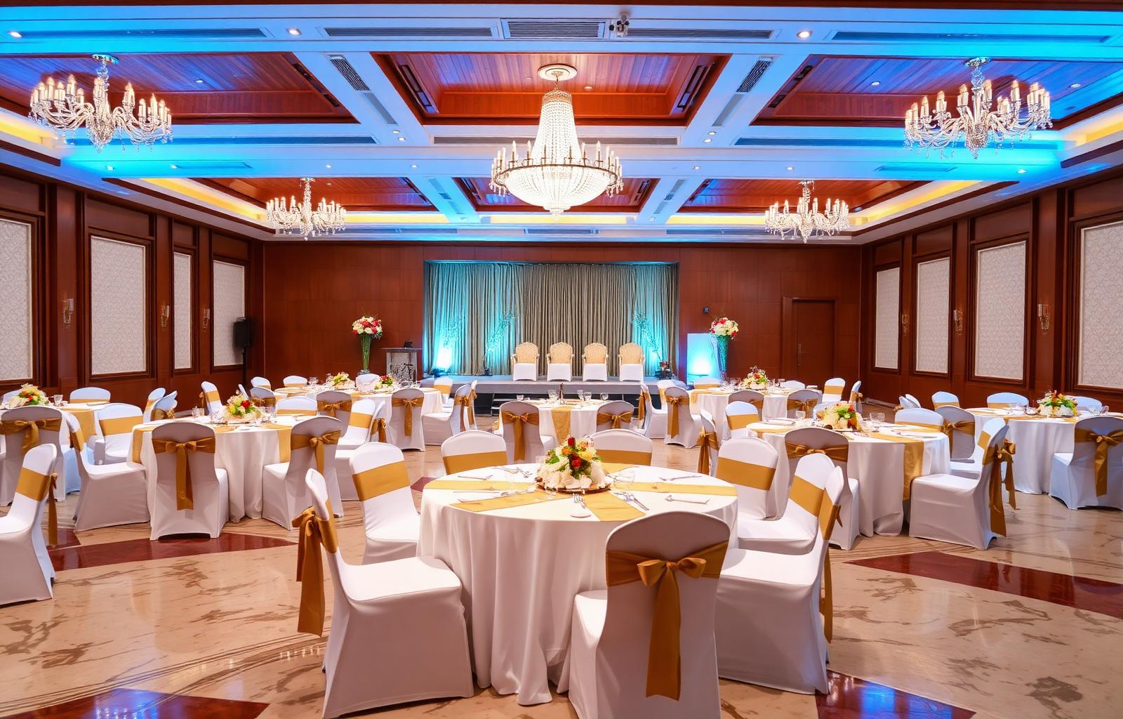 Banquet hall at Iva By SKR set for a corporate event